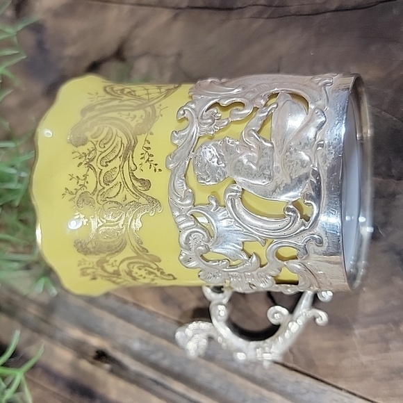 Rare Antique Aynsley China Demitasse In Sterling Silver Holder - Picture 4 of 13